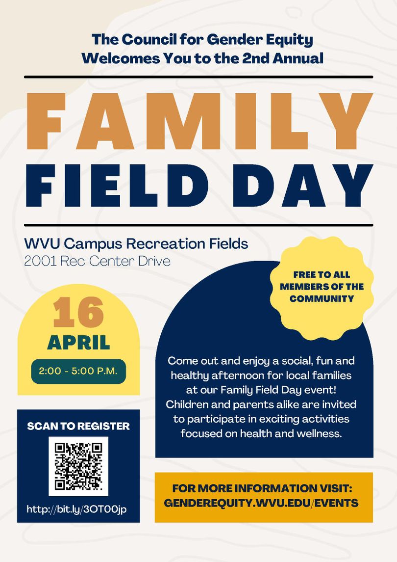Family Field Day, April 16, WVU Campus Rec. Fields